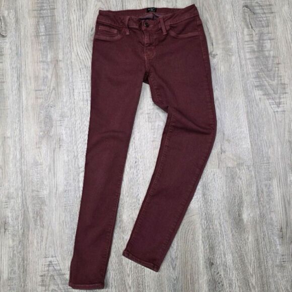 Just Black Low Rise Skinny Stretch Maroon Jeans Size 26 - Picture 2 of 7